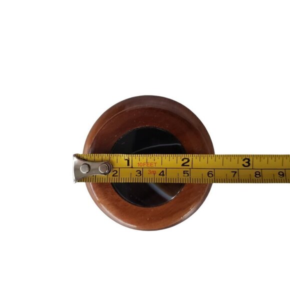 Brazilian Wooden Mini Trinket Ring Box With Lid Handcrafted Cedar & Agate - Picture 9 of 10